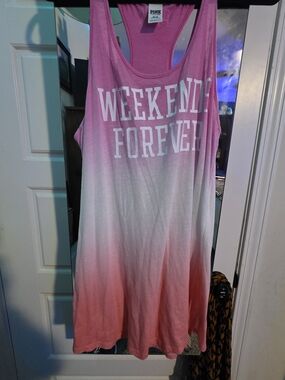 PINK Victoria's Secret Pink-to-Cream Dip-Dye 'WEEKEND FOREVER' Tank